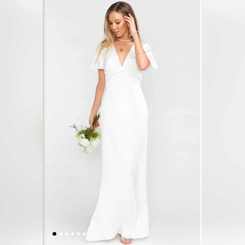 Women's Show me your Mumu ivory luxe satin Rome Twist bridal gown - size Large